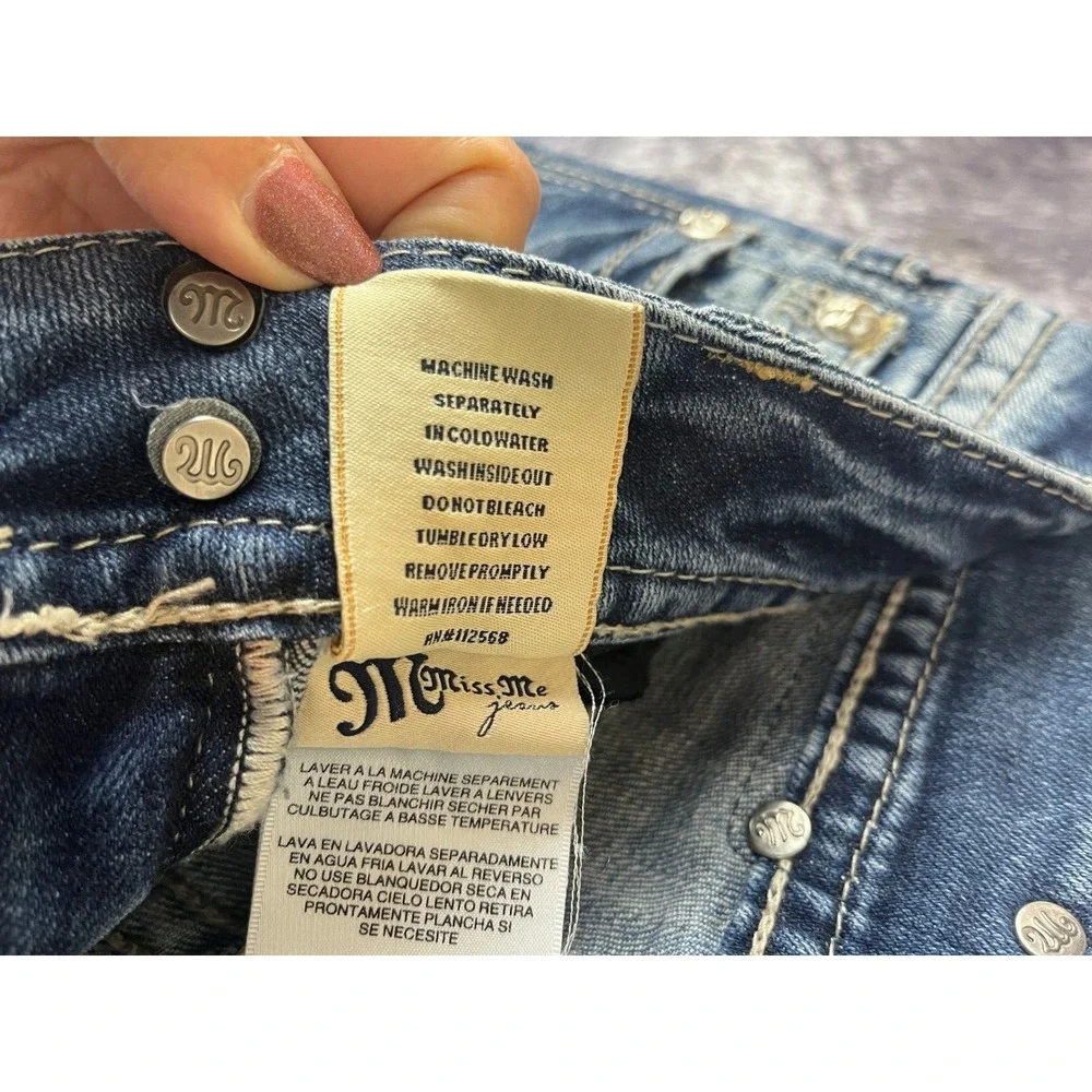 Miss Me Jeans Womens 27 Embroidered Stich Pocket Straight Bling Y2K 90s Vintage